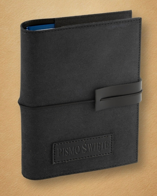 Elegancka Skórzana Okładka na Biblię Tysiąclecia (Twarda Oprawa) – Zapięcie na Gumkę