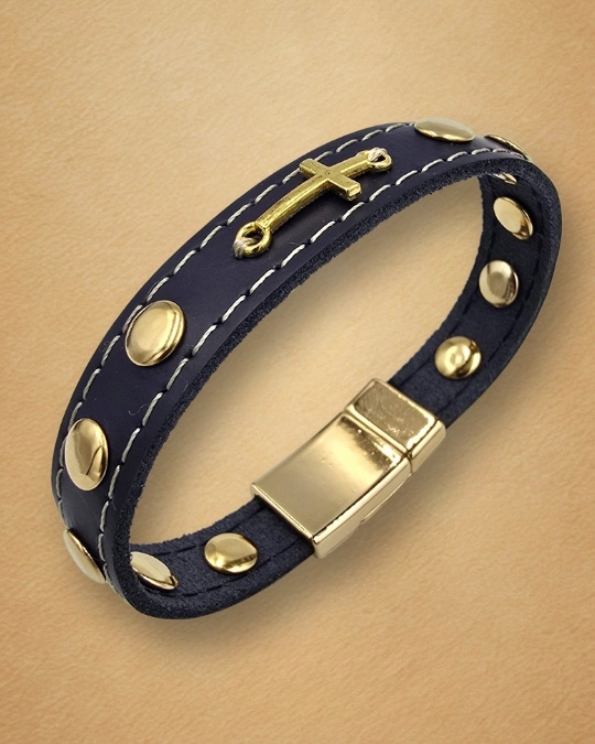 Skórzana Bransoleta Różańcowa – Dziesiątka (w tonacji złota)