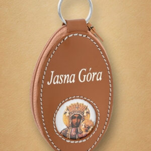 Owalny Brelok ze Skóry – Matka Boża Jasnogórska, Zapinany na Zamek