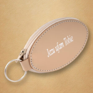 Skórzany brelok owalny z napisem „Jezu Ufam Tobie”